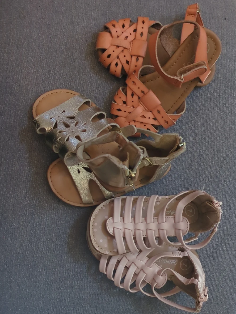 Cat & Jack Girls Sandal Trio in Pink, Silver & Tan